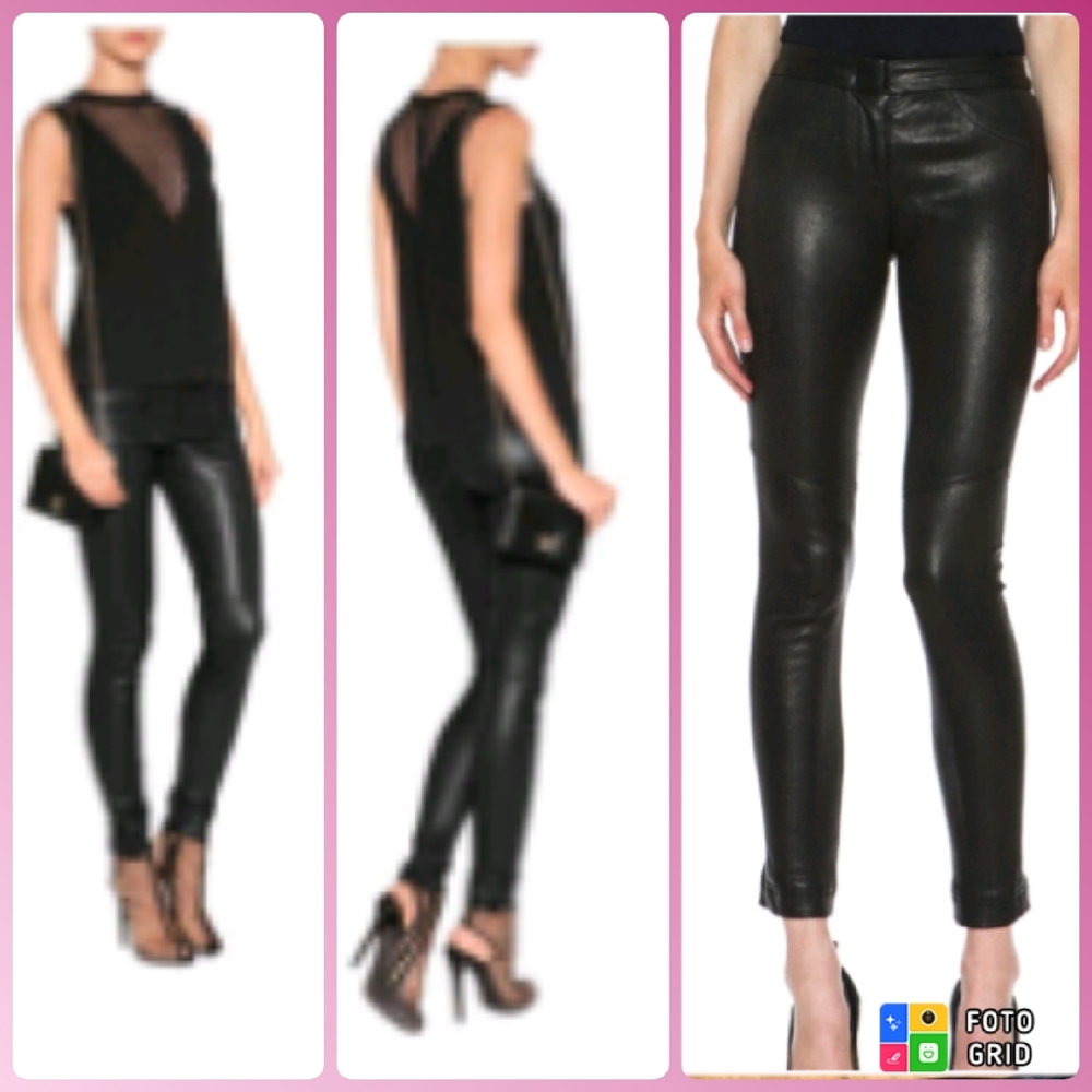 A.L.C. Misa Baby Calf Leather Slim Straight Pants